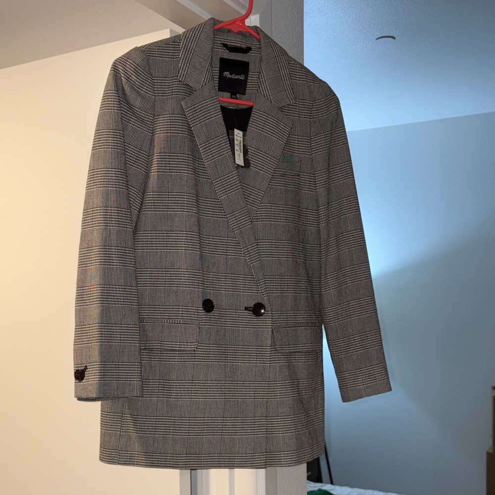 Madewell Black and White Checkered Blazer